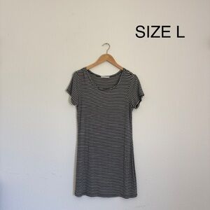 Black and White Striped Dress - Size L
